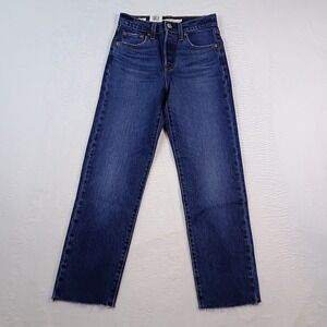 Levis Wedgie Straight Jeans Women's 23x26(24x25) Blue High Rise Button Fly Big E